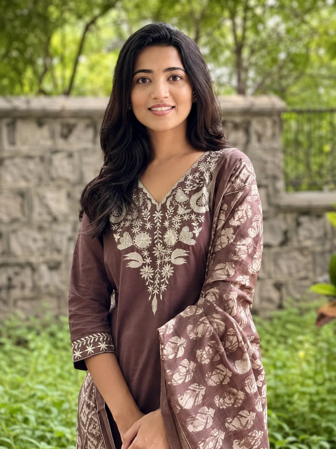 ZYFA Chocolate Brown Ethnic Kurta Set for Women