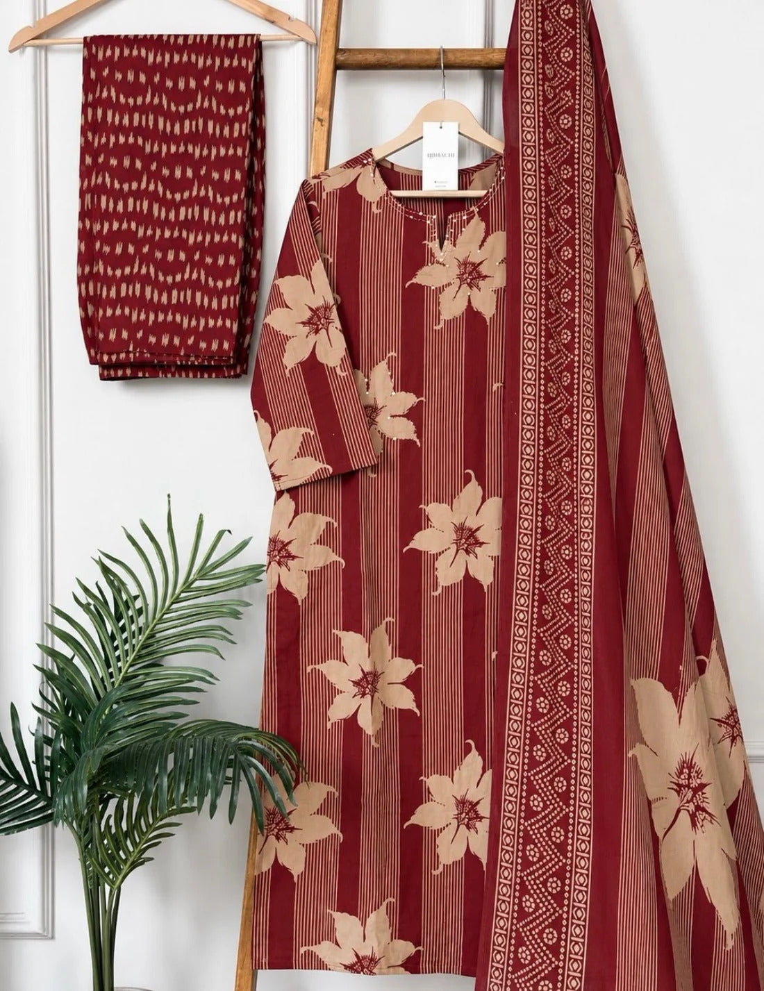 ZYFA Maroon Floral Printed Kurta Pant Set with Dupatta for Women (Copy)