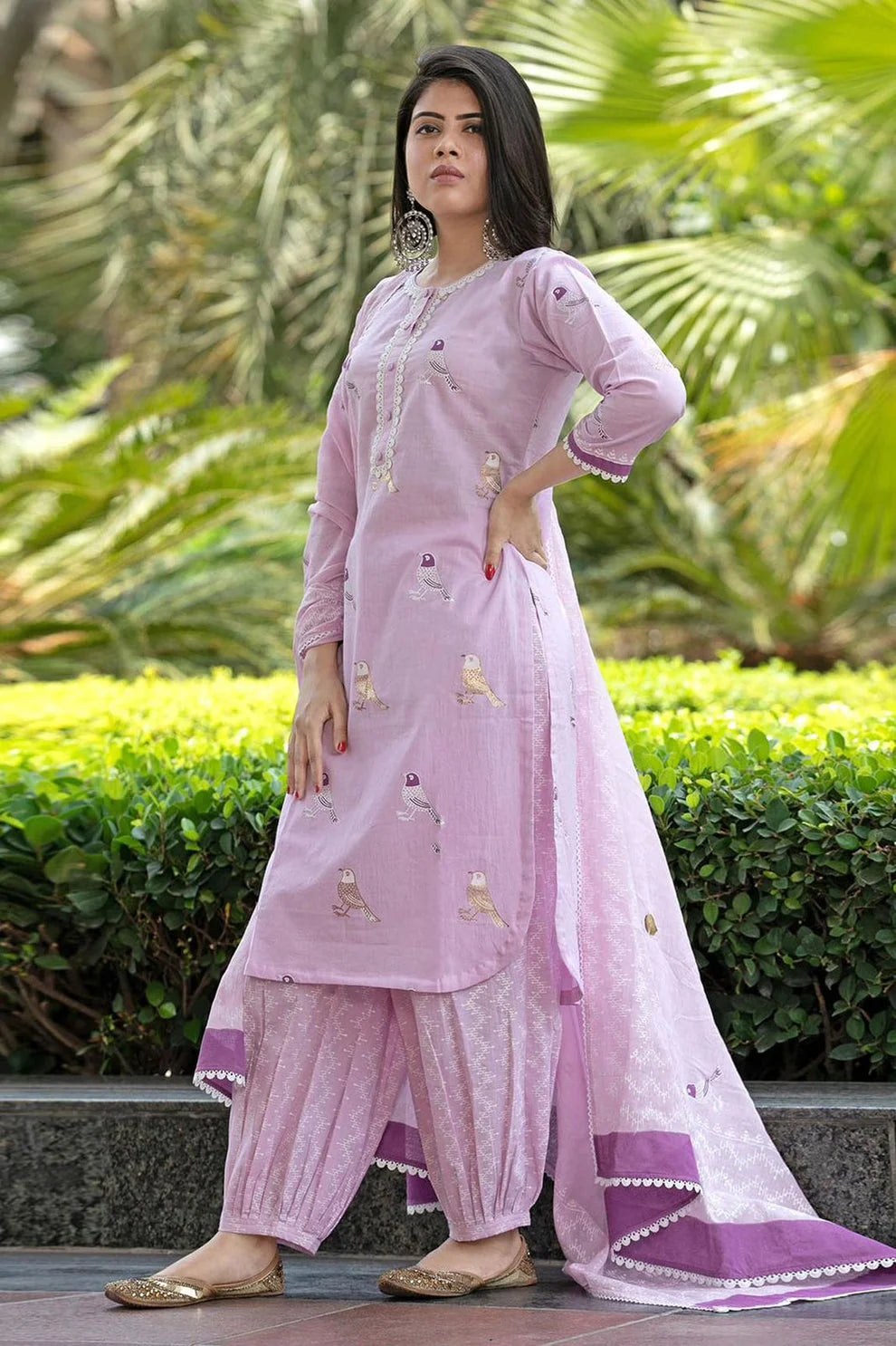 ZYFA Premium Afghani Kurta Pant Set with Soft Malmal Dupatta for Women