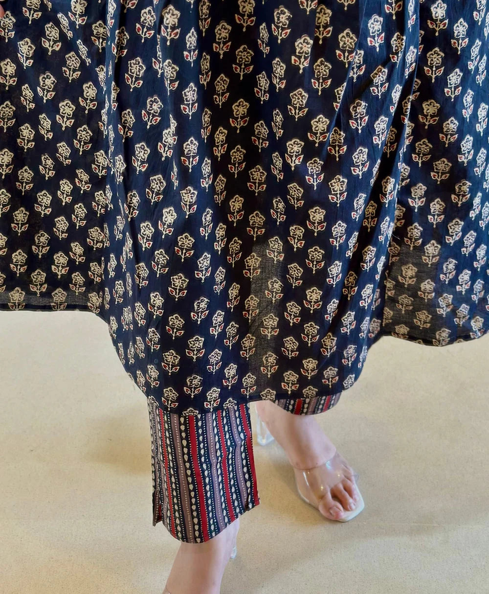 ZYFA Blue Kurta Pant Set with Matching Dupatta for Women