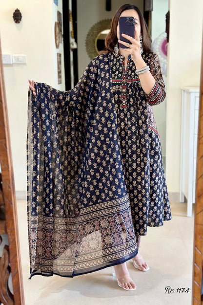 ZYFA Blue Kurta Pant Set with Matching Dupatta for Women