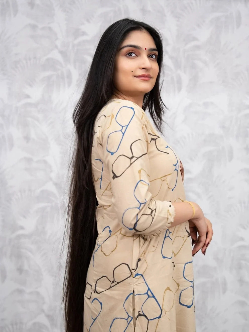Beige Spectacle Print Ethnic Co-Ord Set for Women | ZYFA