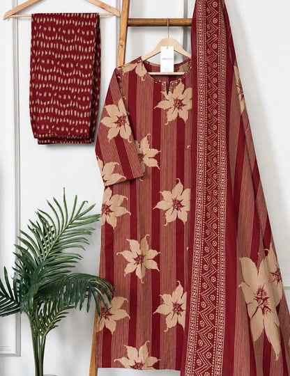 ZYFA Maroon Floral Printed Kurta Pant Set with Dupatta for Women (Copy)