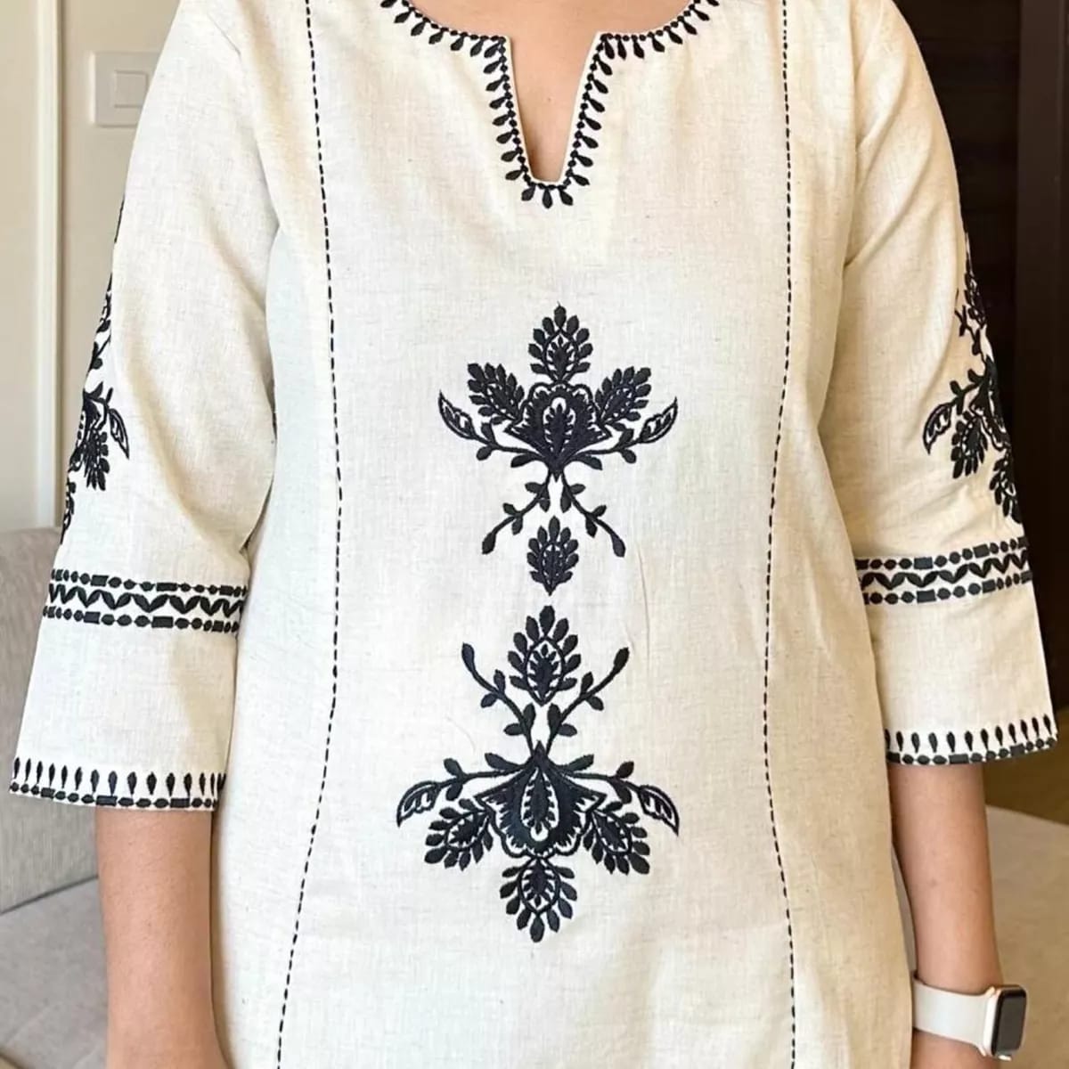 ZYFA White Embroidered Kurta Pant Set for Women