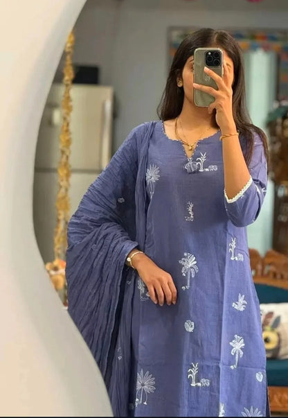 ZYFA Light Blue Elegant Ethnic Suit Set for Women