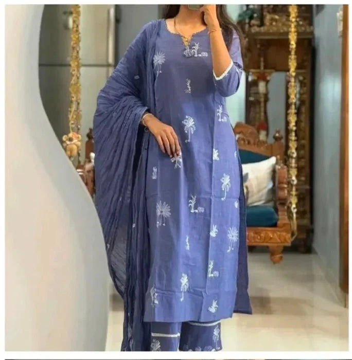 ZYFA Light Blue Elegant Ethnic Suit Set for Women